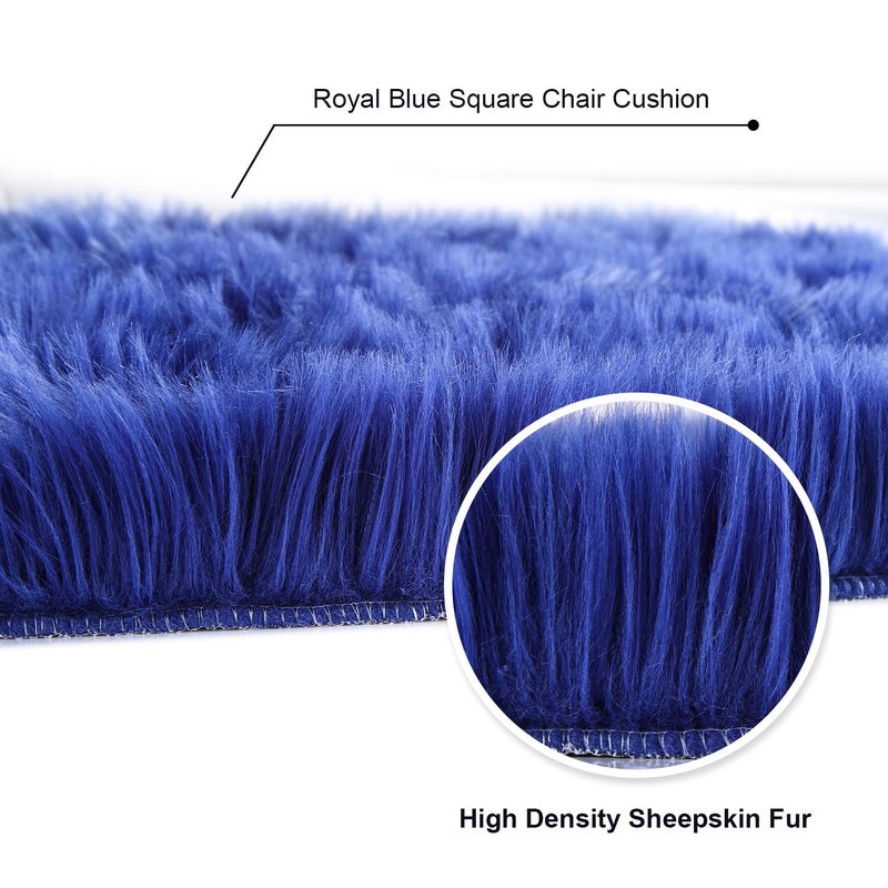 Softlife Blue Faux Fur Sheepskin Chair Cover Seat Cushion Pad Super Soft Area Rugs for Living Bedroom Sofa Dorm (1.6ft x 1.6ft, Royal Blue) - Image 4